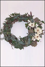 Large, Silk, Magnolia, Hydrangea & Fruit Wreath